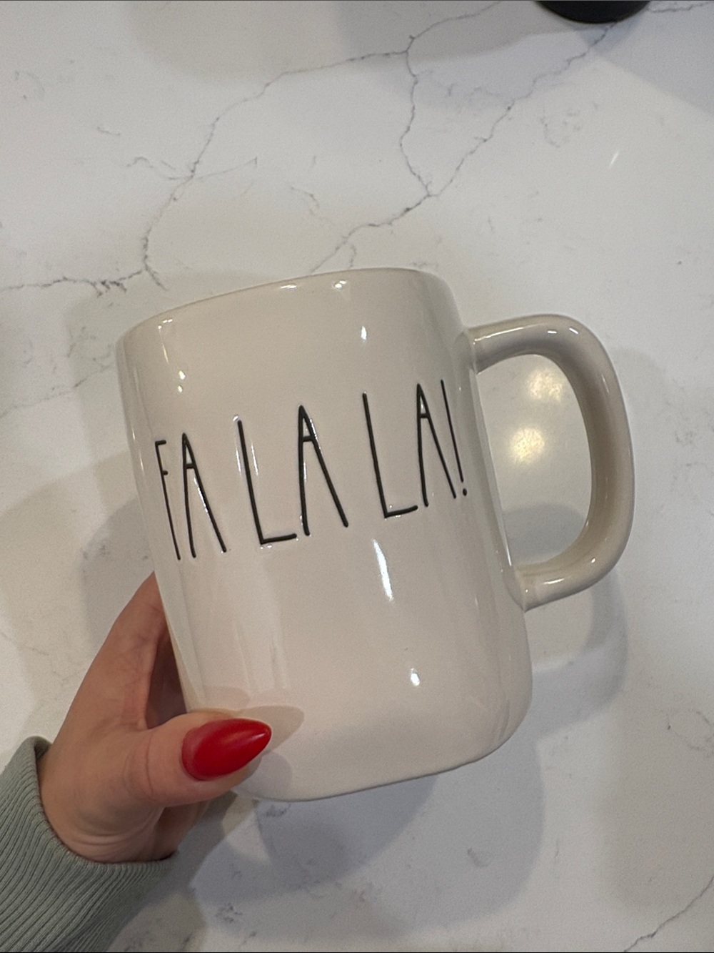 Rae Dunn 'Fa La La!' Ceramic Mug - Holiday Coffee Cup